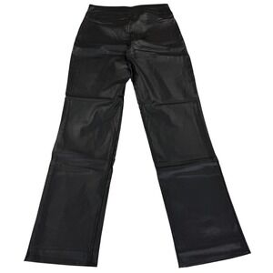 JM Collection Faux Leather Pants Women‎ S Black Excellent Straight Leg Pull On